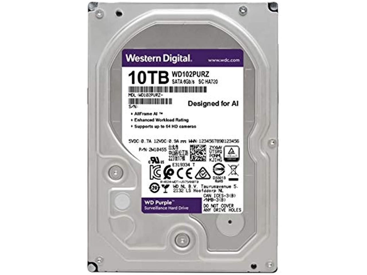 Wd 10TB Purple WD102PURZ 7200 RPM 256MB Cache SATA 6.0Gb-s 3.5'' Harddisk