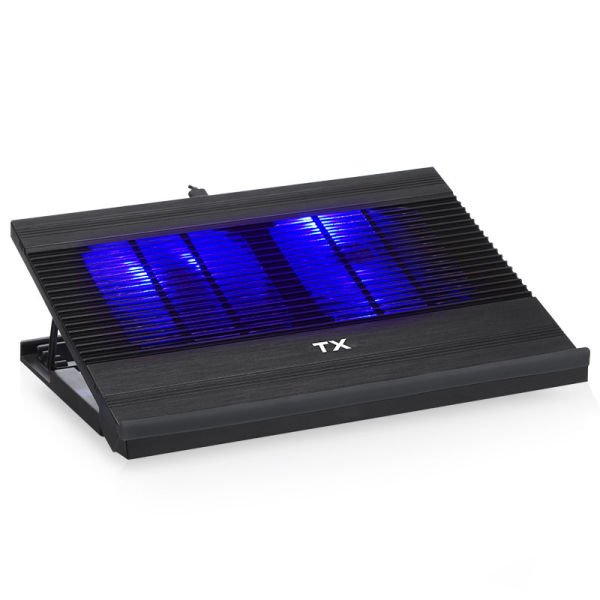 TXACNBHL TX 2x12cm Mavi LED Fanlı, 5xYükseklik Ay. 11-17'' Uyumlu, Alüminyum Notebook Soğutucusu