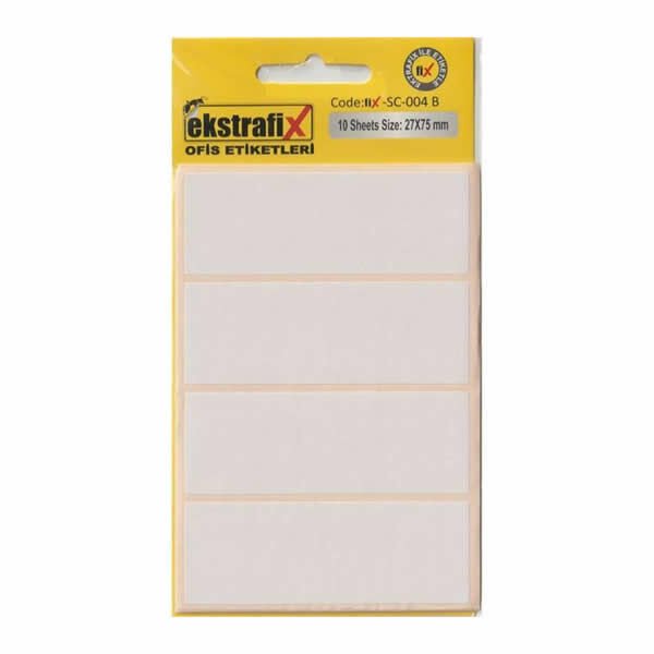Ekstrafix SC-004 B 27x75 Mm 10 lu Beyaz Etiket