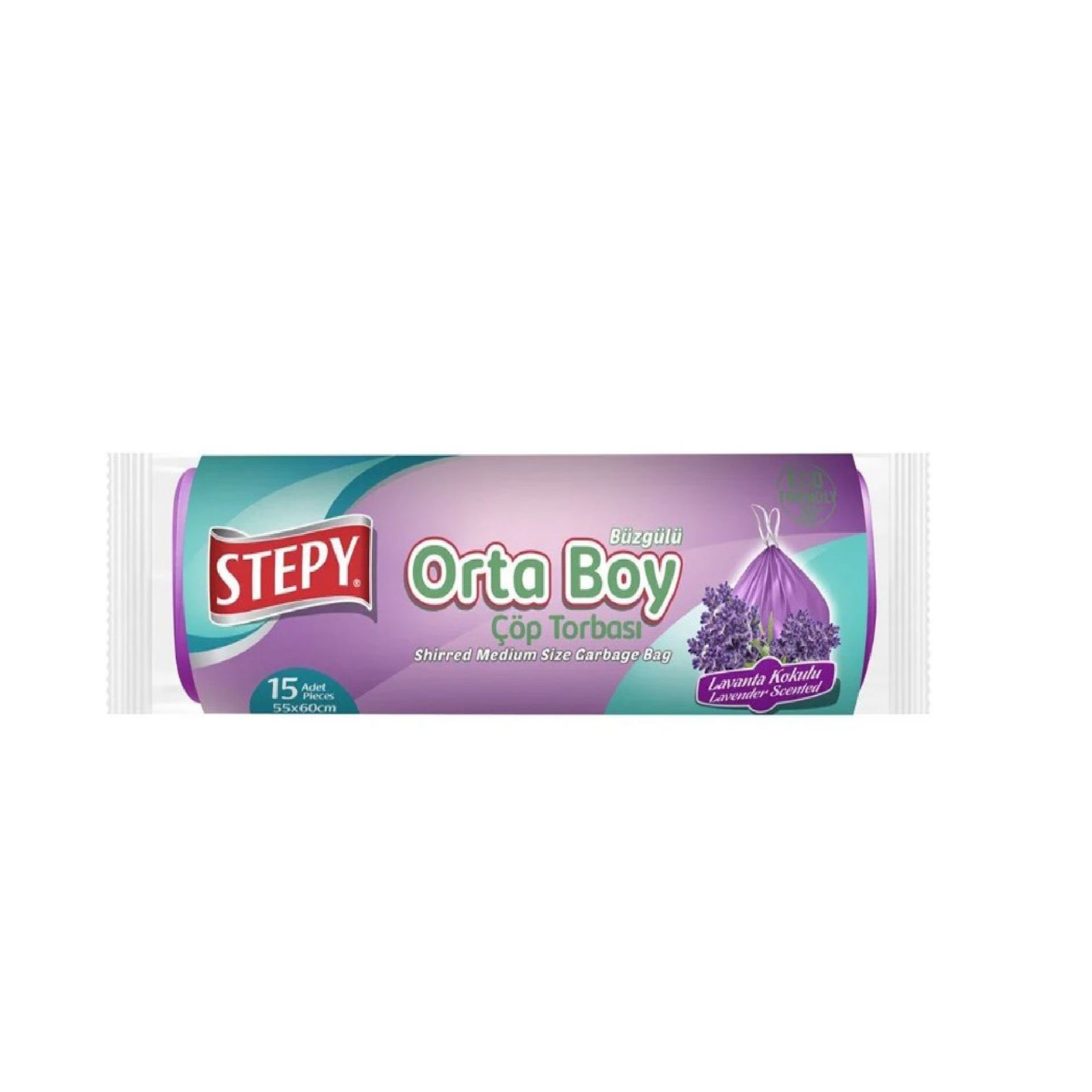 Stepy 65x70 cm Büyük Boy Büzgülü Lavanta Kokulu Çöp Torbası
