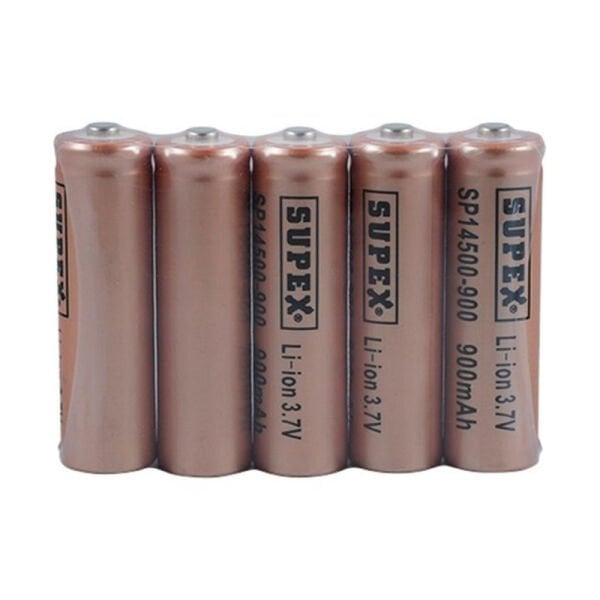 Supex 14500-900 3.7v 900mAh Uçlu Kafa Litym 5li Paket Pil