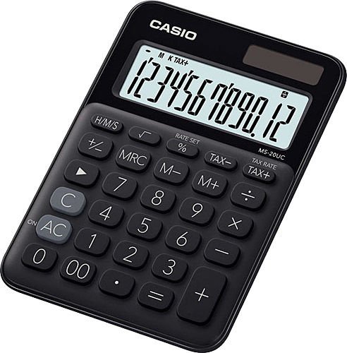 Casio MS-20UC-BK 12 Haneli Siyah Masaüstü Hesap Makinesi