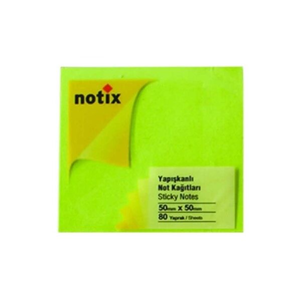 Notix Neon Yeşil 80 Yaprak 50X50 Yapışkanlı Not Kağıdı