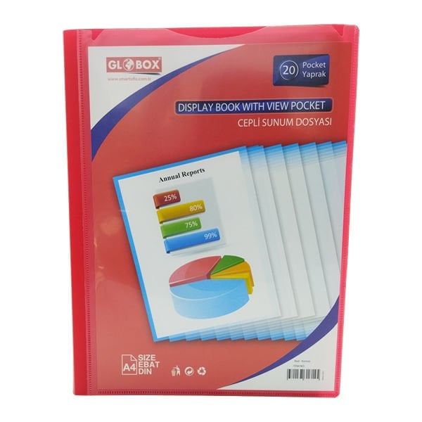 Globox 1578 20 Yaprak Kırmızı Cepli Sunum Dosyası
