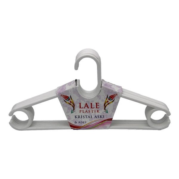 Lale 009 6 lı Beyaz Plastik Elbise Askısı