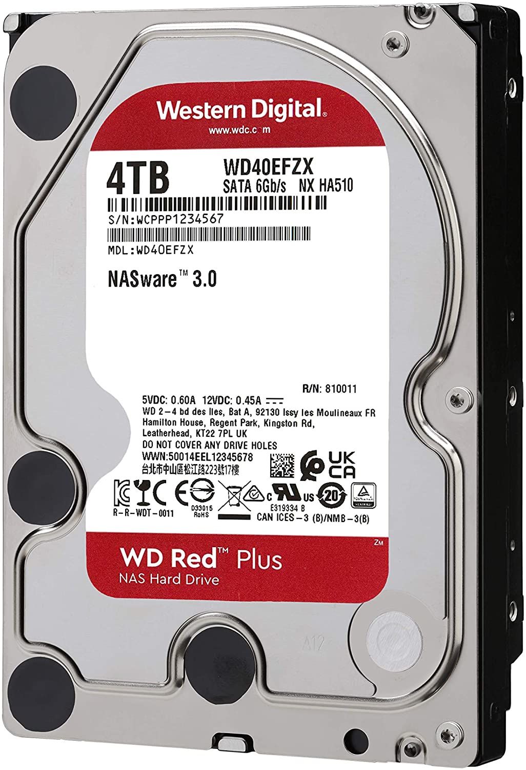 Wd 4TB Red Plus NAS Internal Hard Drive HDD - 5400 RPM, SATA 128 MB WD40EFZX Harddisk
