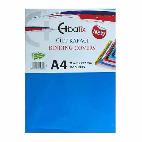 Bafix 66571 A4 160 mic 100 lü Mavi Opak Plastik Cilt Kapağı