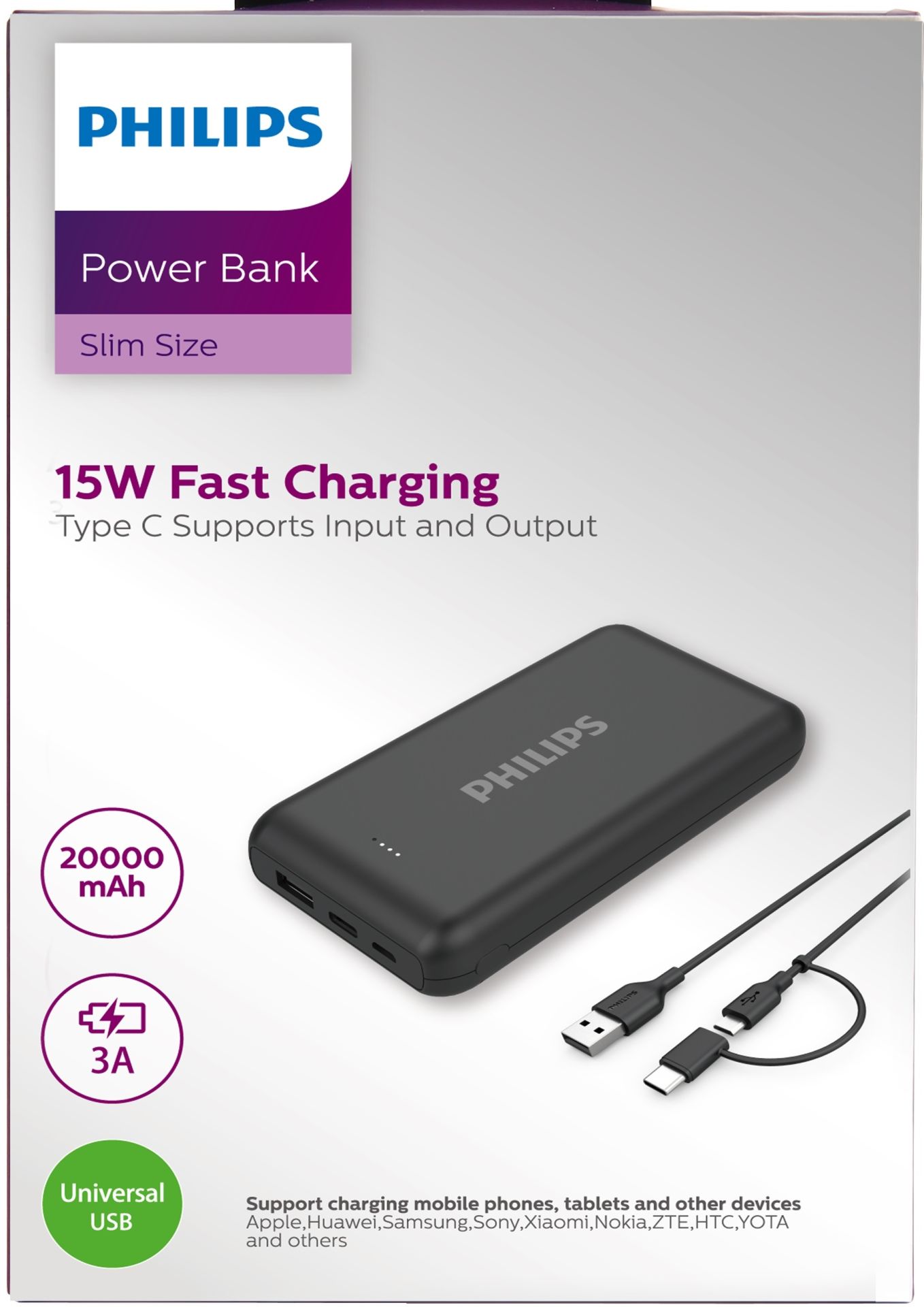 Philips Dlp1520ab-51 20.000mah 3a Type-c-Micro Girişli Powerbank