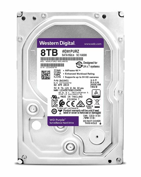 Wd 8Tb Purple 3,5'' 256Mb 5400Rpm Wd81Purz Harddisk