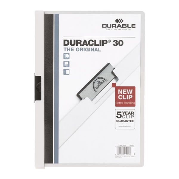 Durable 2200-B Duraclip Orginal 30 Sayfa Beyaz Sunum Dosyası