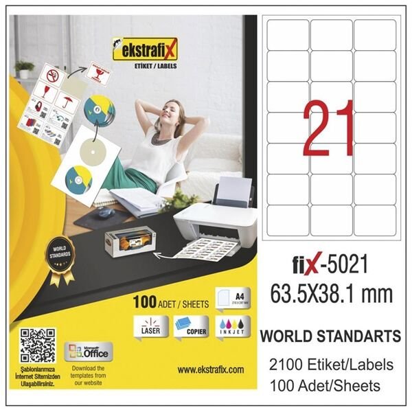 Ekstrafix FIX-5021 63,5X38,1 mm Lazer Etiket