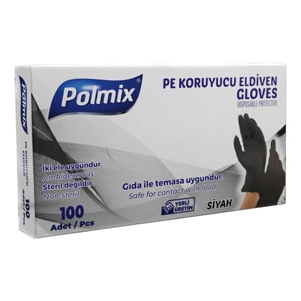 Polmix 100 lü Pe Siyah Koruyucu Eldiven
