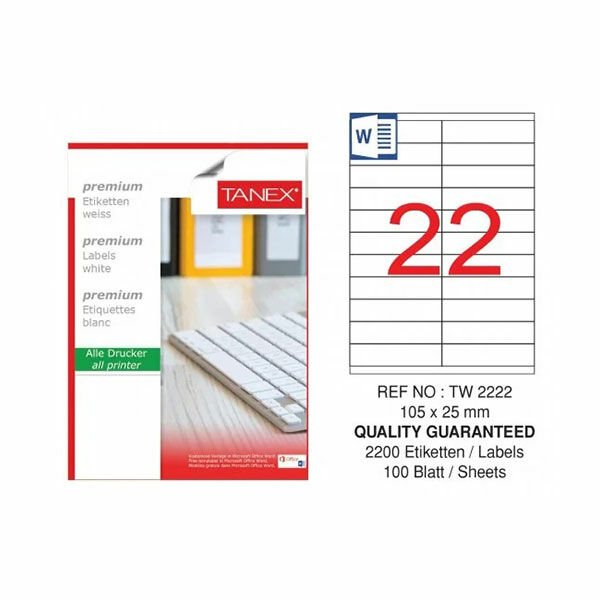 Tanex Tw-2222 105X25 Mm Laser Etiket 100 Ad.