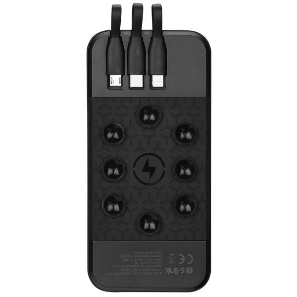 S-link IP-G14W 10000mAh Dahili Kablolu Gizli Ledli Siyah Vantuz+Stand Kablosuz Taşınabilir