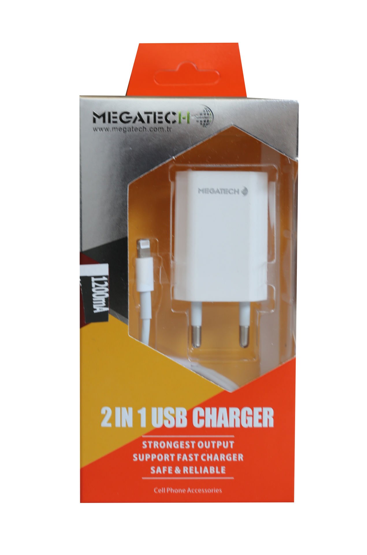 Megatech 1.2a 2in1 Ev Şarj+iphone Kablo