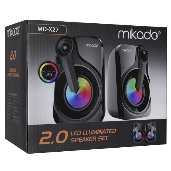 Mikado MD-X27 2.0 Multimedia 3W-2 Siyah 5V USB LED Işıklı Speaker
