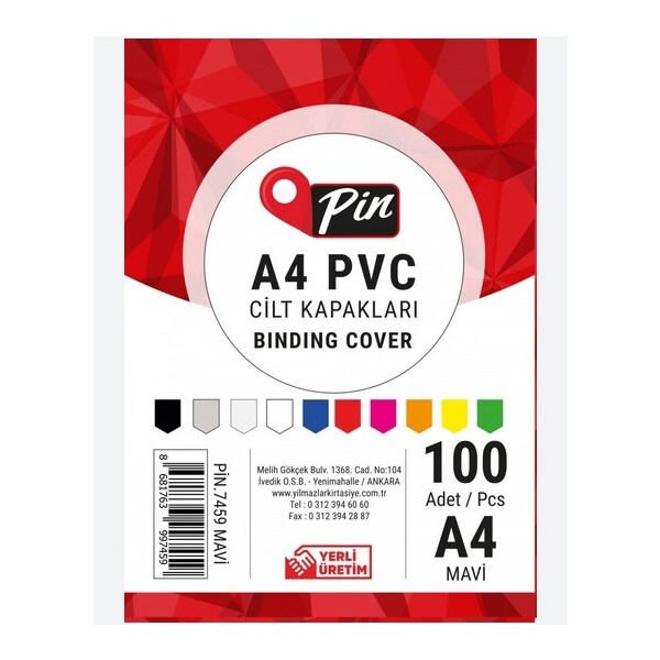 Pin A4 100 lü Mavi Cilt Kapağı