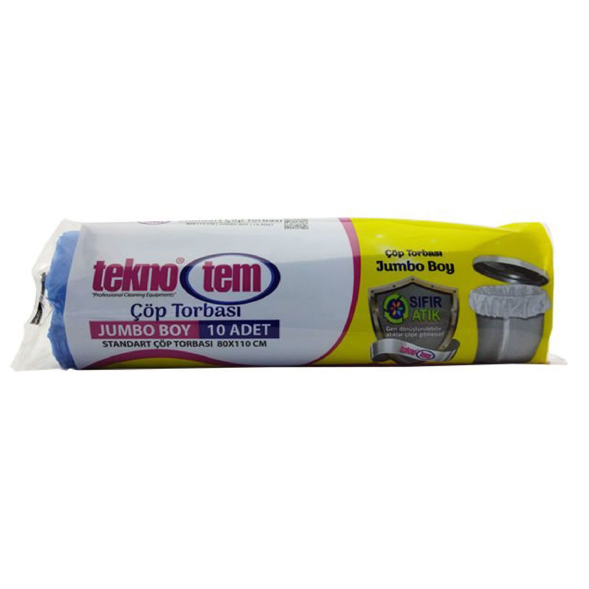 Teknotem 80x110 cm 10 lu Jumbo Boy Mavi Çöp Torbası