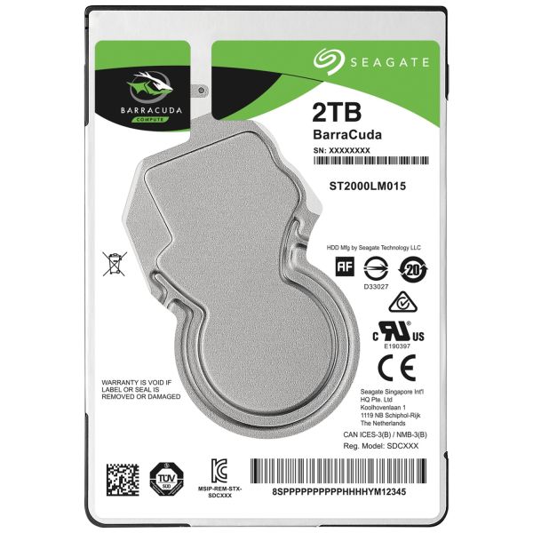 Seagate 2Tb Barracuda 2,5'' St2000Lm015 5400Rpm Sat Notebook Harddisk