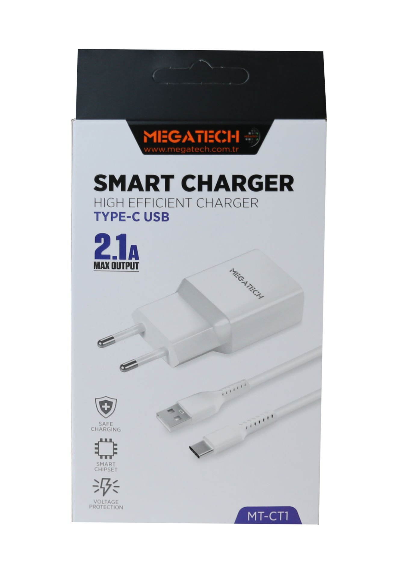 Megatech MT-Ct1 2.1a  2ın1 Typc-e Ev Şarj+Type-c Kablo