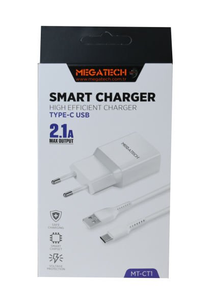 Megatech MT-Ct1 2.1a  2ın1 Typc-e Ev Şarj+Type-c Kablo