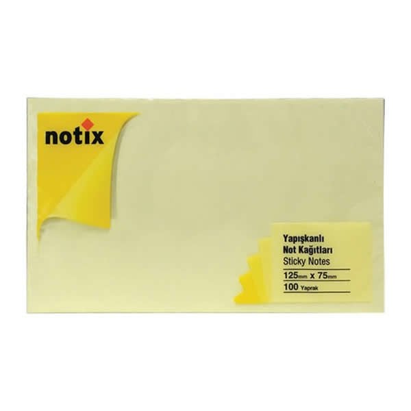 Notix Pastel 50 x 40 100 Yaprak Sarı Asmalı Yapışkanlı Not Kağıdı