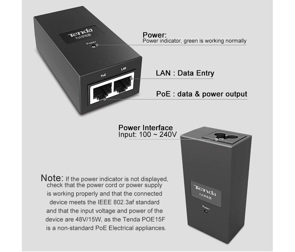 Tenda TL-POE15F 10-100 Mbps Poe Enjektör