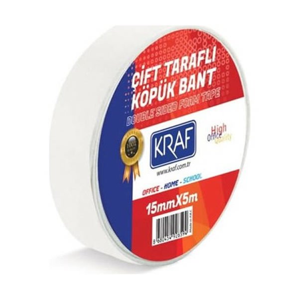 Kraf 15mmX5mt Çift Taraflı Köpük Bant