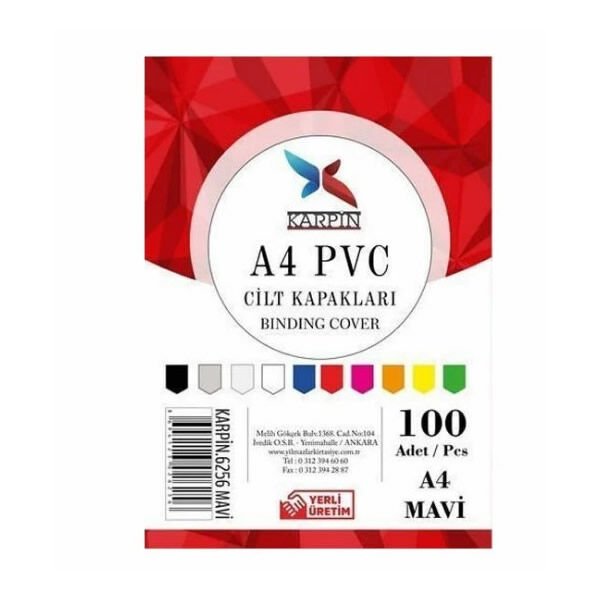 Pin A4 100 lü Kırmızı PVC Cilt Kapağı