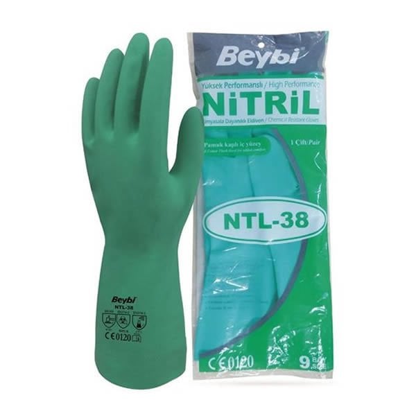 Beybi Nitril NTL-38 Yeşil Kimyasala Dayanımlı 10 Beden İş Eldiveni