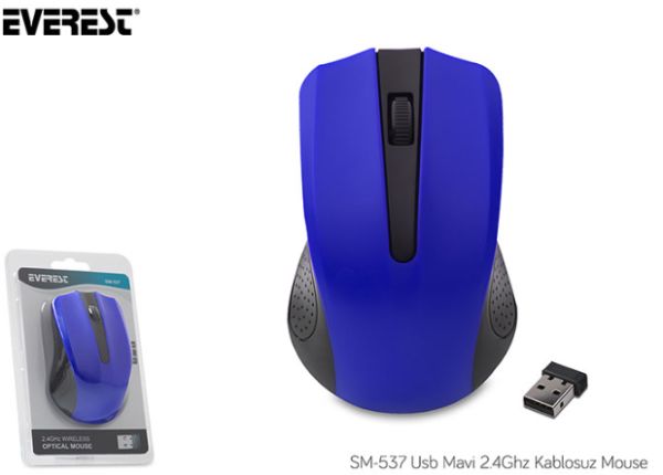Everest SM-537 Usb Mavi 1500Dpı 2.4Ghz Kablosuz Mouse (10mt)