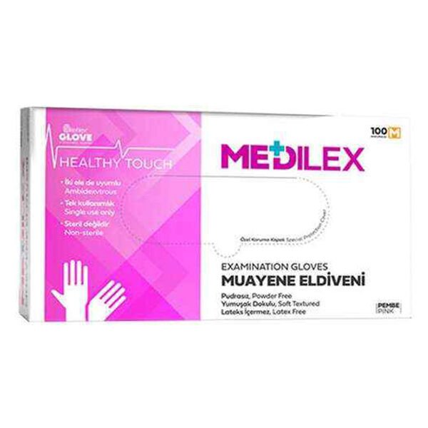 Reflex 100 lü L-XL Medilex Pembe Pudrasız Eldiven