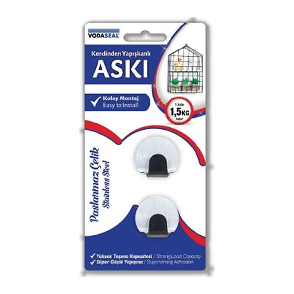 Vodaseal Oval 1,5kg Kapasiteli Kendinden Yapışkanlı 2 li Askı