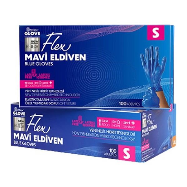 Flex 100 lü S Mavi Pudrasız Eldiven