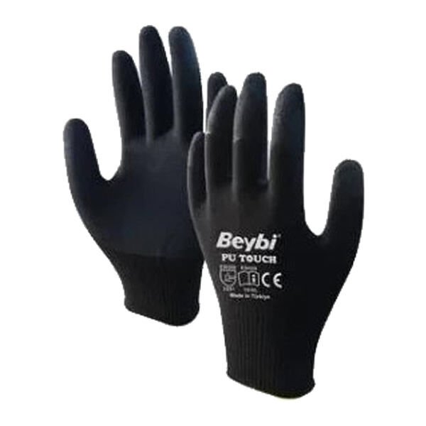 Beybi EN388 8 Beden Poliüretan Kaplı Pu Touch Siyah Montaj Eldiven