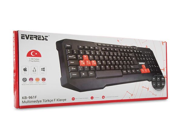 Everest KB-961F Siyah Usb Türkçe Multimedya Klavye
