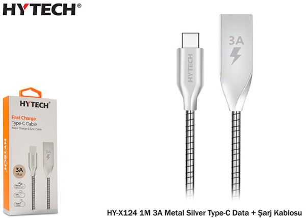 Hytech HY-X124 1M 3A Metal Silver Type-C Data