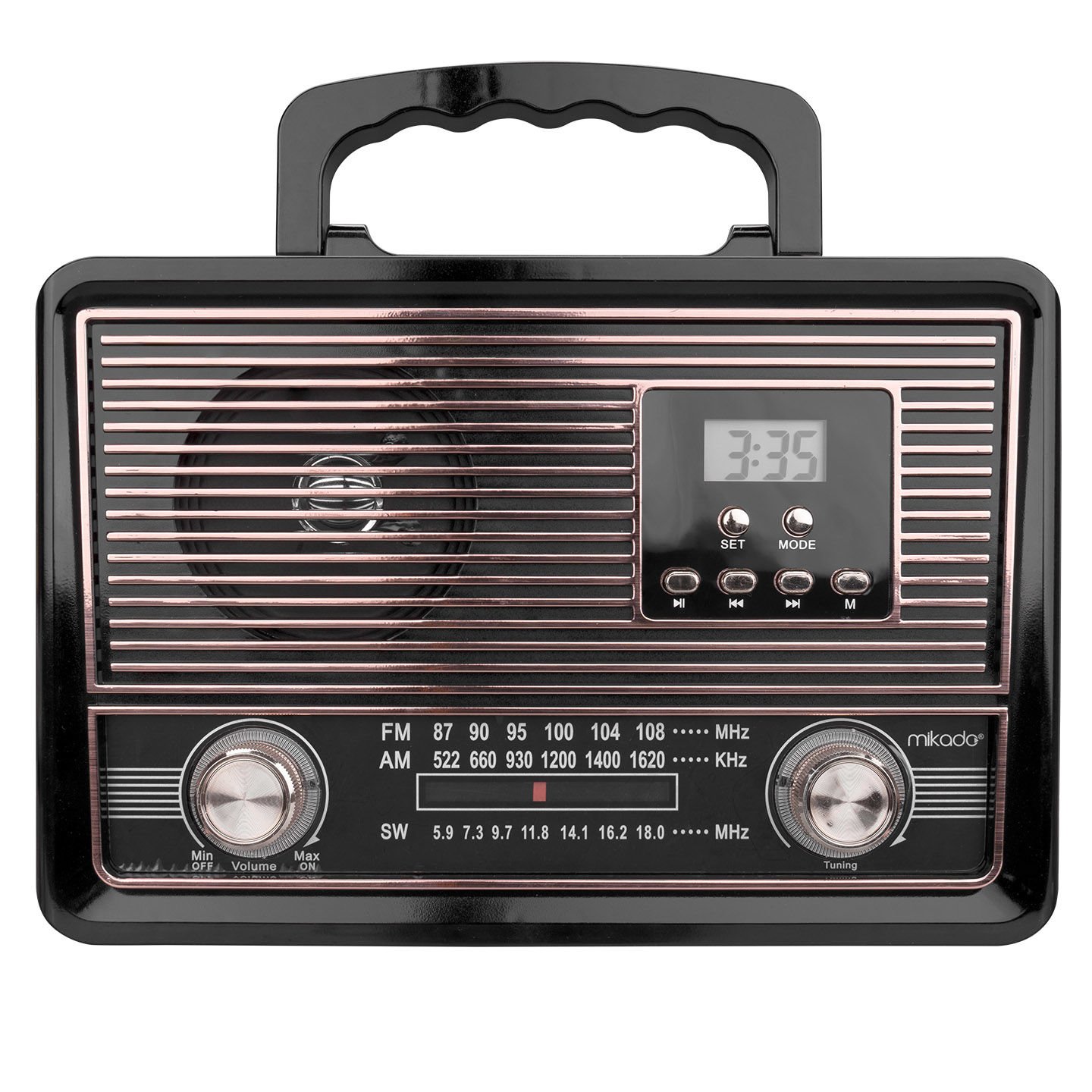Mikado MDR-683 Siyah Usb-TF Destekli Bluetooth FM-AM-SW Klasik Radyo