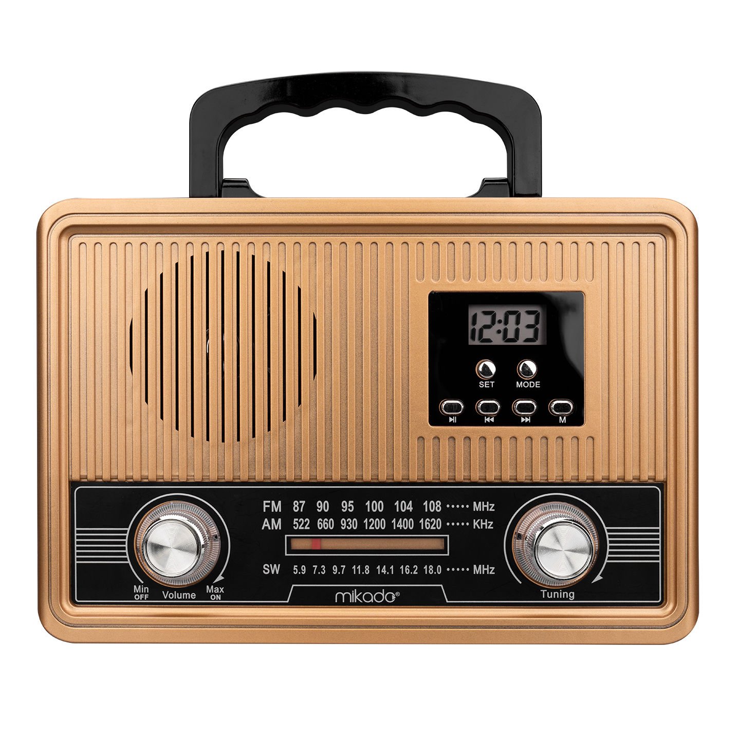 Mikado MDR-685 Ahşap Usb-TF Destekli Bluetooth FM-AM-SW Klasik Radyo
