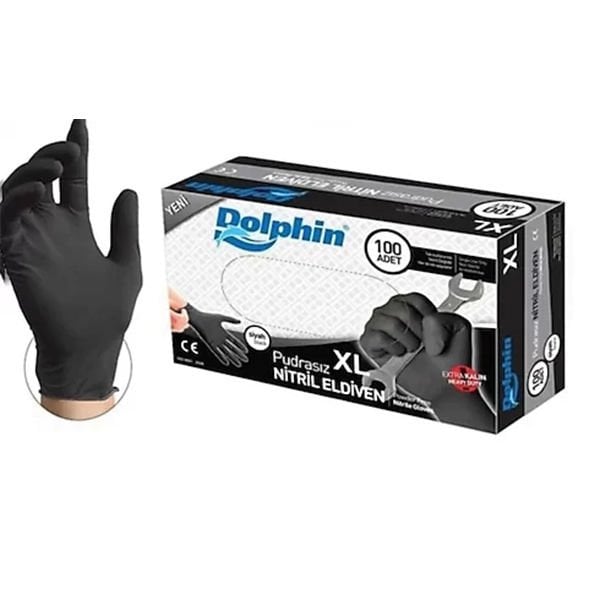Dolphin Nitril Pudrasız Siyah Extra Kalın (L)
