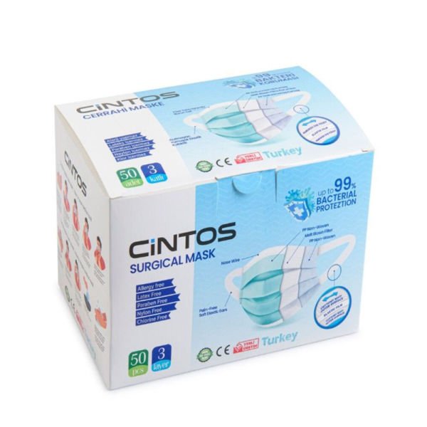 Cintos 3 Katlı 50'li Cerahi Yüz Maskesi