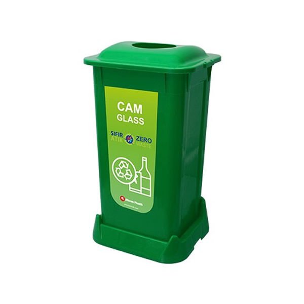 Ofis 70 lt Cam Atık Orjinal Yeşil Sıfır Atık Kovası
