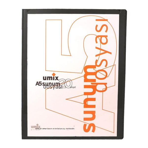 Umix U1192P Önden Cepli A5 20 Yaprak Siyah Sunum Dosyası