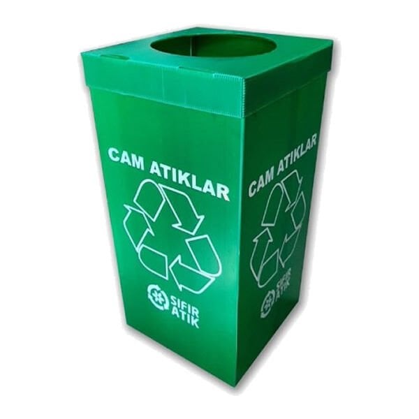 PVC Yeşil Baskılı Atık Kutusu