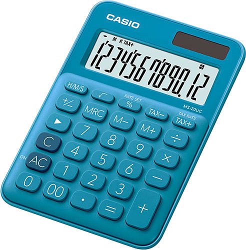 Casio MS-20UC-BU 12 Haneli Mavi Masaüstü Hesap Makinesi