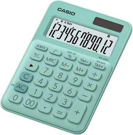 Casio MS-20UC-GN Yeşil 12 Haneli Masaüstü Hesap Makinesi