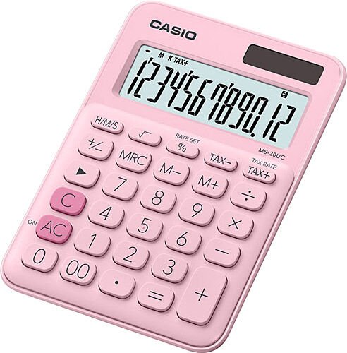 Casio MS-20UC-PK 12 Haneli Pembe Masaüstü Hesap Makinesi