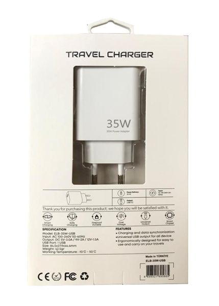 Elba ELB11 Elb-35w USB 35w Hızlı Şarj Akım Koruma EV Şarj Kafa