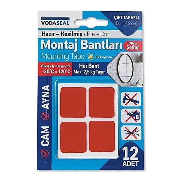 Vodaseal Hazır Kesilmiş 12li Şeffaf Montoj Bandı