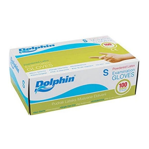 Dolphin 100 lü S Latex Pudralı Muayene Eldiveni
